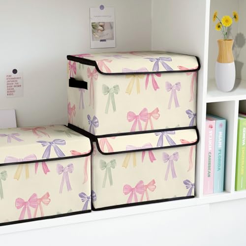 Image of Stackable Storage Bins with Lids,Closet Organizers Fabric Box for Home and Office,Blanket Clothes Organizers,Under Bed Storage Containers 3 Pack