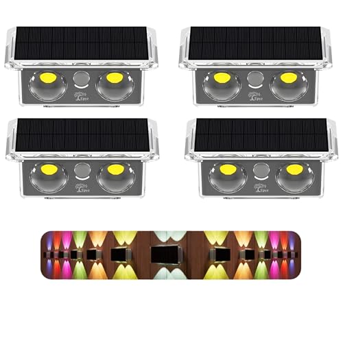 Image of Epyz Solar Wall Light Outdoor UP & Down Waterproof Garden Decoration Wall Lamps Step Small Night Lamp Garden Lighting Fence Courtyard Decor 2 LED [ Multicolor, Pack of 4 ]