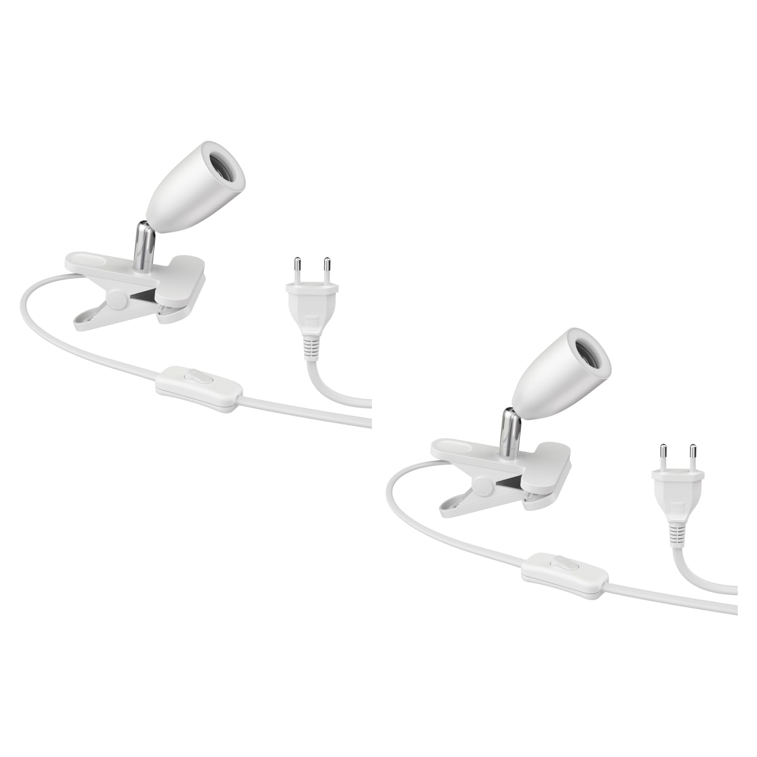 ledscom.de 2x Klemmleuchte LIK, weiß matt, 1x E27 max. 60W