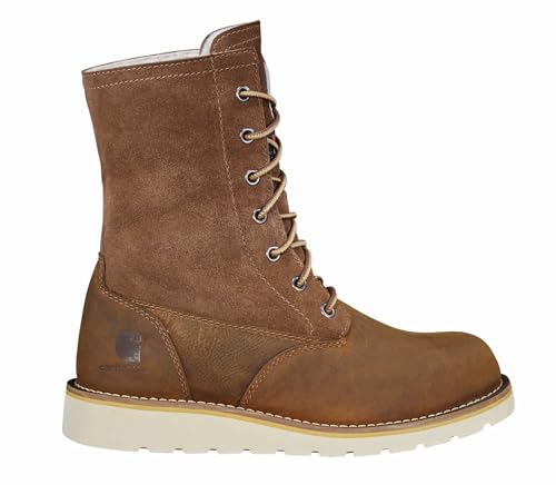 Carhartt Women's Waterproof 8' Sherpa Lined Fold Down Winter Wedge Boot, Brown - 6 M