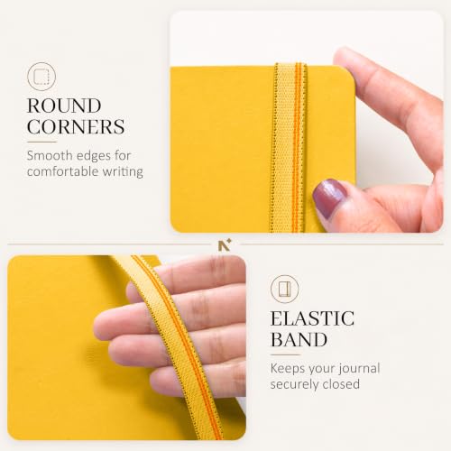 Image of NEORAH -A5 DOTTED | 368 Pages - 110 Gsm |PAGE A DAY JOURNAL (21x14.8 cm)-Hardcover Dot Grid Notebook |Back Pocket |3 Silk Book Mark - Completely HANDMADE for Journaling,writing- YELLOW
