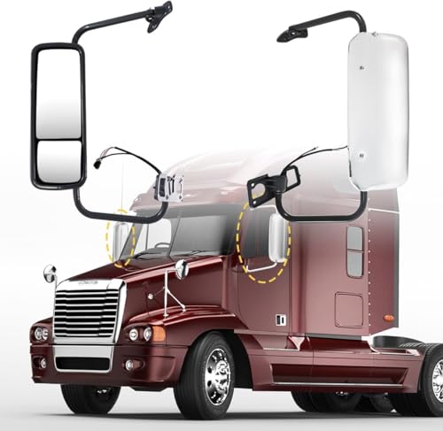 Chrome Right Door Mirror With Power Heated Fits For 2004-2017 freightliner columbia & Freightliner Century 1996-2017 Truck Side Mirror
