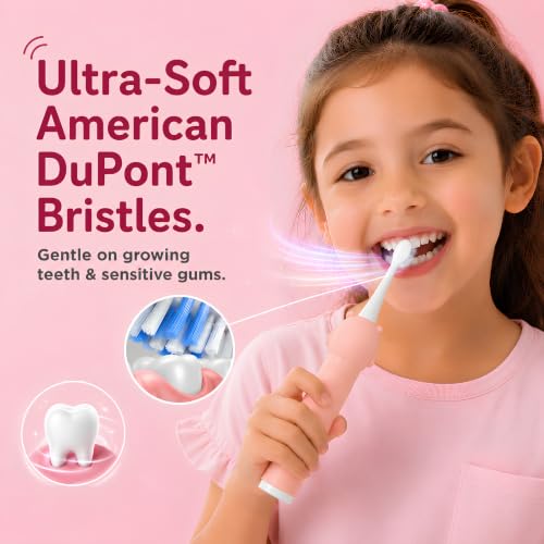 Image of Kids Electric Toothbrush & UV Toothbrush Sanitizer Combo | Rechargeable Sonic brush for Kids 3-12 Years | UV-C + UV-A Sanitizer Holder | 4 Brushing Modes | Soft DuPont Bristles
