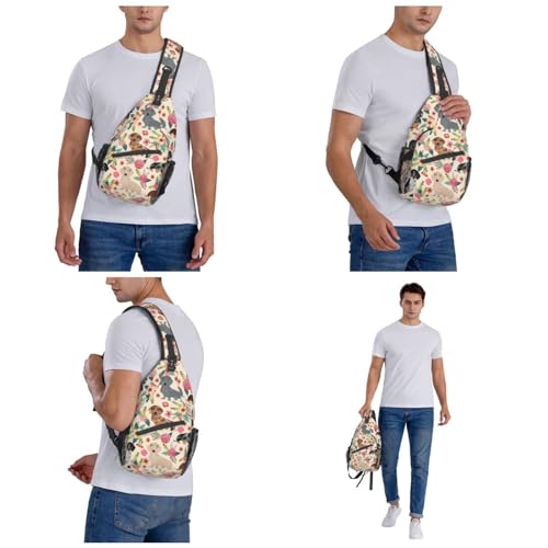 HAHAFU Umhängetasche mit Hundemotiv für Damen und Herren, bedruckt, leicht, bequem, Polyester, Reisen, Outdoor, Crossbody-Tasche, Schwarz , Einheitsgröße