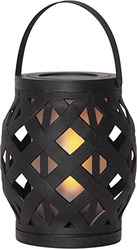 Garten-Laterne FLAME M black Feuer-Effekt & Timer