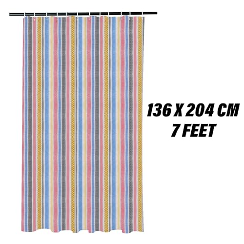 Image of Kuber industries AC Curtain | PVC Door Window Curtain | Curtains for Door | Lining Curtain for Bathroom | Window Blackout Curtain | Shower Curtain with 8 Rings | 7 Feet | Pack of 2 | Multicolor