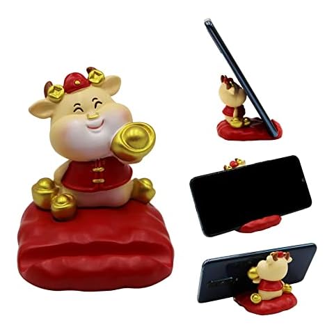 Amamcy Cute Ox Cell Phone Stand Holder Smart Phone Desk Holder for iPhone XS/Max/XR/X/8/7 Plus/Samsung Galaxy Note/Mini iPad Cover