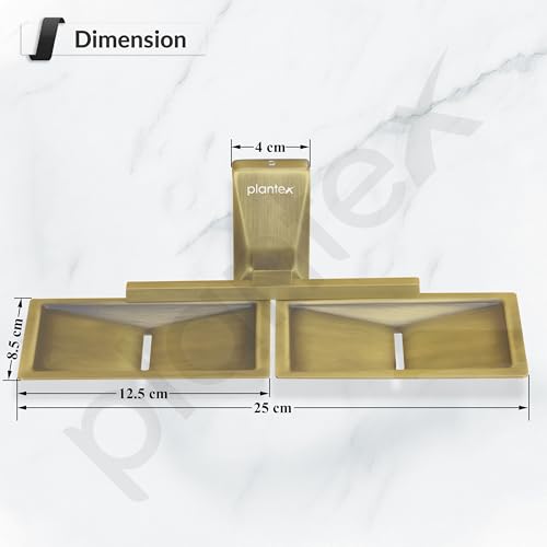 Image of Plantex 304 Grade Stainless Steel Double Soap Dish /Soap Case /Soap Storage for Bathroom Accessories - Crystal (Brass Antique)