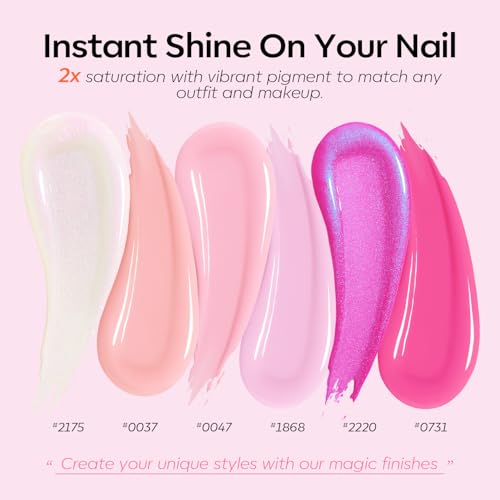 Modelones Hema Free Pink Gel Nail Polish Set, 6 Colors Hot Pink Tones Gittler Gel Polish Neon Pink White Nude Pink Nail Polish Soak Off Led Summer Nail Gel Polish Manicure Nail Art DIY Gifts - Image 4