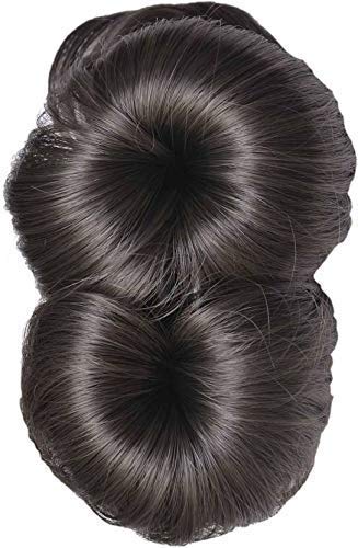 Shivnik Hair Bun (Juda) Extensions Plan Dish Double Donut Scrunchie Hairpiece Accessories Chignons Updo Ponytail Pony Tail Synthetic Hair Extension With Attachable Claws Clips for Women Girl-Dark Brown
