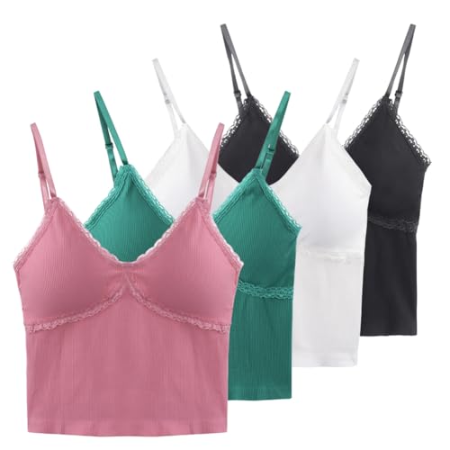 Girls V Neck Lace Trim Tank Tops Adjustable Straps Crop Top Teen Camisole Bralette Tank Tops for Women Girls2