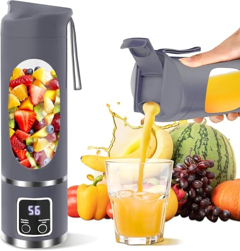 Image of Portable Electric Blender Bottle with Digital Display, Rechargeable Smoothie Maker, USB Juicer Mixer Grinder for Shakes, Juices, Baby Food & Protein Drinks Leakproof & Travel Friendly (Purple)