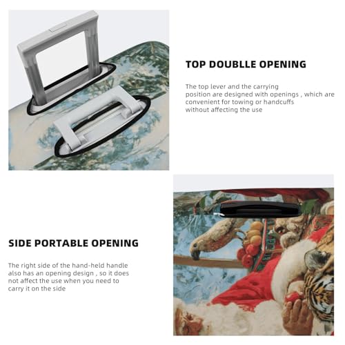 Santa Claus And Animals Rabbits Parrot Tiger Elastic Travel Luggage Covers Dustproof Scratch-Resistant Suitcase Protector Fit 22-24 Inch3