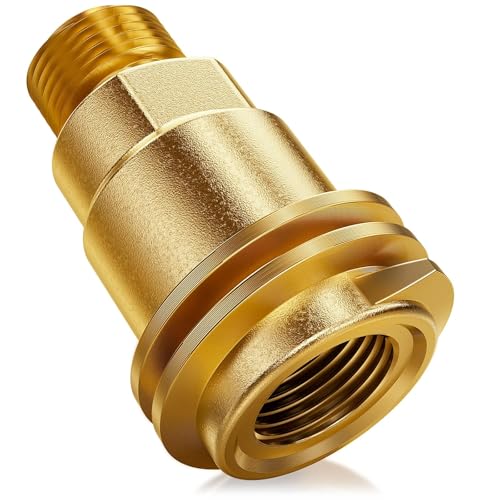 CALPOSE QCC1 Propane Adapter 5042 Propane Gas Fitting Hose Adapter with 1/4 Inch Pipe Thread and QCC1 Male & POL Female Connector Solid Brass Propane Adapter for Outdoor Cooking