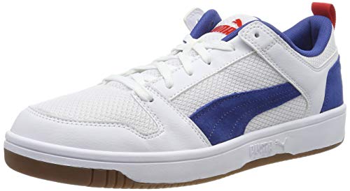 PUMA Rebound Layup Lo Mesh, Zapatillas Unisex Adulto, White-Galaxy Blue-High Risk Red-Gum, 37 EU