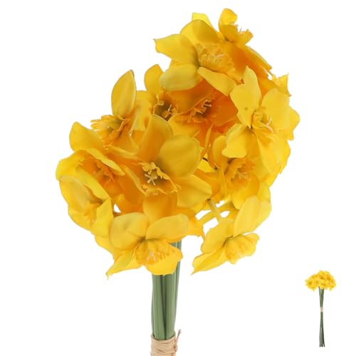 ANDRESLAD Head Daffodil Artificial Flowers Bouquet for Home 