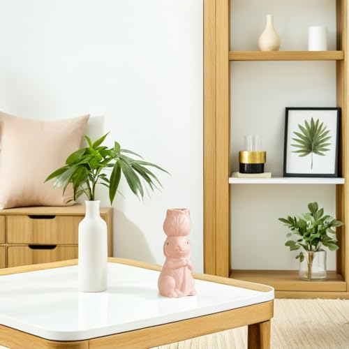 Jarrón de cerámica de conejo rosa ABOOFAN mini florero decoración 5