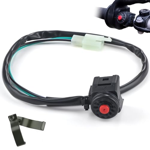 Interrupteur de Démarrage À Bouton Poussoir, Interrupteur à D'allumage Moto, Interrupteur Universel avec Bouton de Klaxon, Interrupteur D'arrêt de Guidon 22mm, pour Motos, Bouton D'arrêt de Moto