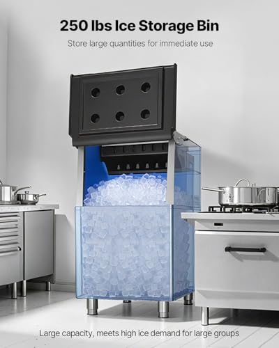 VEVOR Commercial Ice Storage Tray, 250 lbs Capacity, Commercial Ice Storage Tray with Adjustable Non-Slip Rubber Feet, Suitable for Restaurant, Hotel and Beverage Stores
