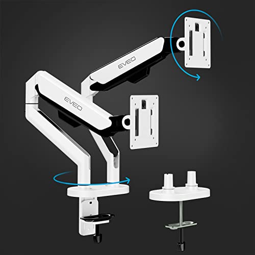 Image of EVEO Premium Dual Monitor Mount 14 inch-35 inch Dual Monitor Arm VESA Bracket Adjustable Height Gas Spring Dual Monitor Stand, Screen Full Motion Dual Monitor Arm-Computer Monitor Stand for 2 Screens - White