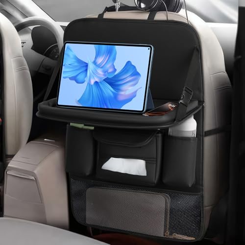 Reelyo シートバックポケット 後部座席 テーブル 車 収納ポケット 防水防汚 多機能 簡単取付 省スペース 大容量 ティッシュケース テーブル カー用品