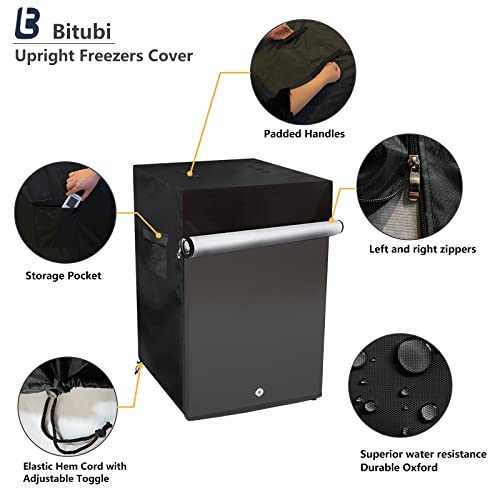 Image of Bitubi Upright Freezers Cover,Outdoor Refrigerator Cover,- Waterproof, Dustproof, Sun-Proof, 22 inch W x 23 inch D x 34 inch H. Suitable for most 3.0 Cubic Compact Mini Freezer on market (Black)
