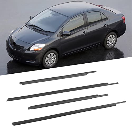 Zhisheng 4PCS Weatherstrip,Window Weather Stripping Moulding Trim Compatible with for Toyota Yaris Sedan 4-Door 2007 2008 2009 2010 2011 2012 2013 2014 2015 2016,Door Outside Trim Seal Belt,Chrome