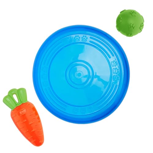 Amazon Basics Dog Toys (Set of 3) - Throwing Natural Latex Ball, Squeezy Carrot, and Super Flyer Frisbee | Interactive Play for Dogs & Puppies (B0D179D4B9) Amazon Price History, Amazon Price Tracker