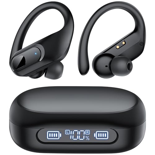 Écouteurs sans Fil Sport avec Contour Oreillettes Bluetooth 5.3 Écran LED Son Stéréo HiFi IPX7...