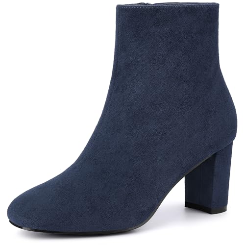 Allegra K Women's Side Zip Chunky Heels Ankle Boots