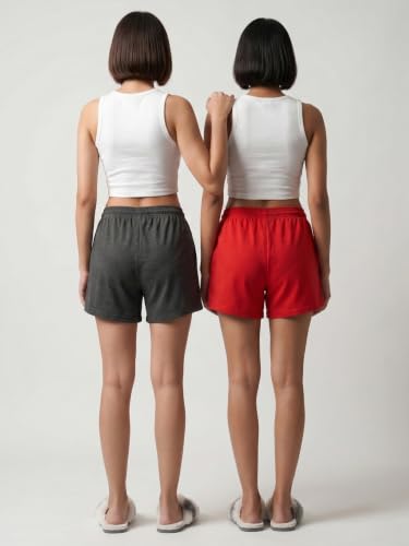 Image of Fflirtygo Women's Cotton Shorts | Sports and Running | Gym Workout and Yoga | Regular Fit Shorts for Women Combo (Pack of 2)