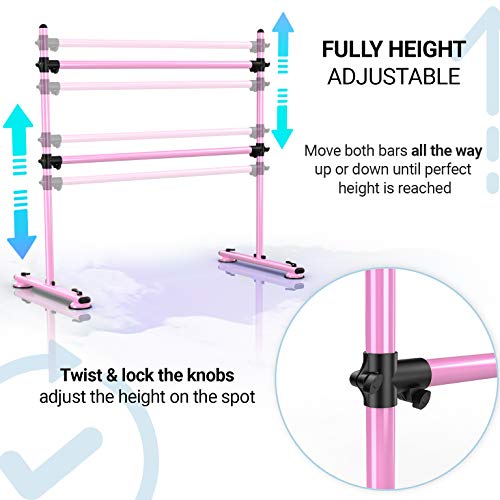image for Piruett Height Adjustable Ballet Barre - Premium 4 ft Double Ballet Ba