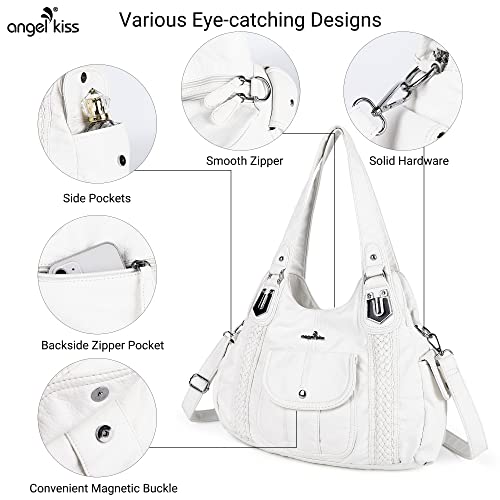 Image of Angel Kiss Purses and Handbags for Women Washed Vegan Leather Crossbody Hobo Satchel Shoulder Tote Purse