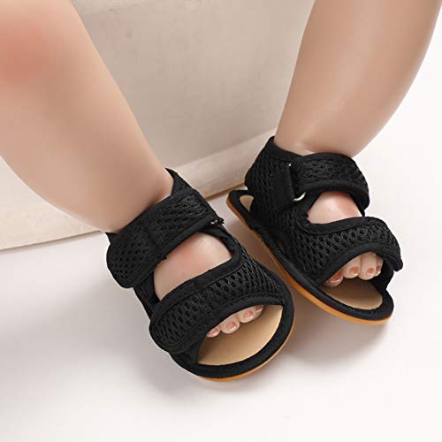 Akingio Baby Girls Boys Sandals Breathable Non-Slip Rubber Soft Sole Toddler First Walker Crib Newborn Shoes Black 13Cm #TOP4