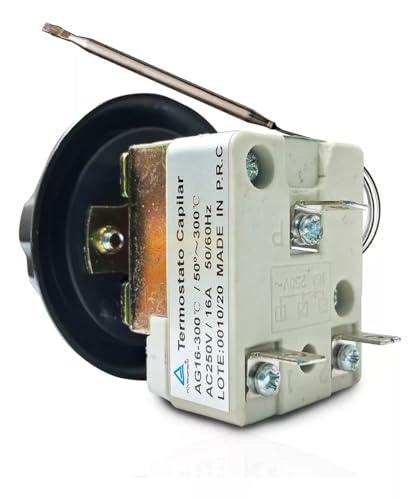 Termostato Capilar de Segurança Desligamento Automatico 50°-300°C, AC 250V/16A, 50/60Hz