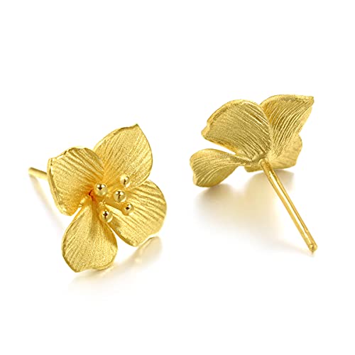 Chow Sang Sang 999.9 24K Gold Price-By-Weight 4.49G Gold Hydrangeas Stud Earrings For Women And Wedding Occasion 86594E (0.12 Tael/ 4.49 Grams, Gold) #TOP4