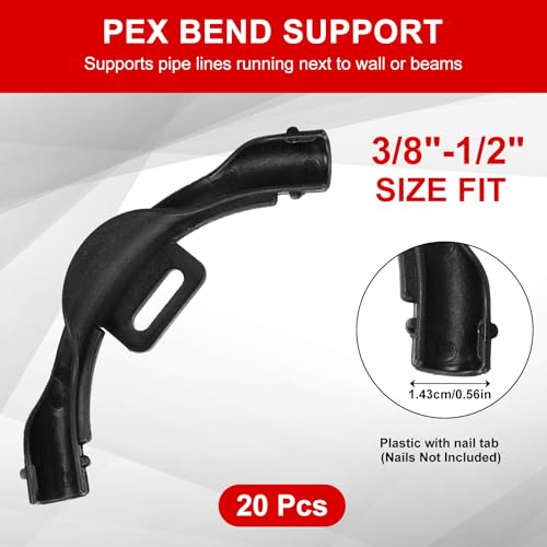 20 Pcs 3/8\" - 1/2\" Pex 90 Degree Elbow Plastic Tubing Bend Support Black Pex Fittings Pex Clamps Tube Holder 1/2 Inch