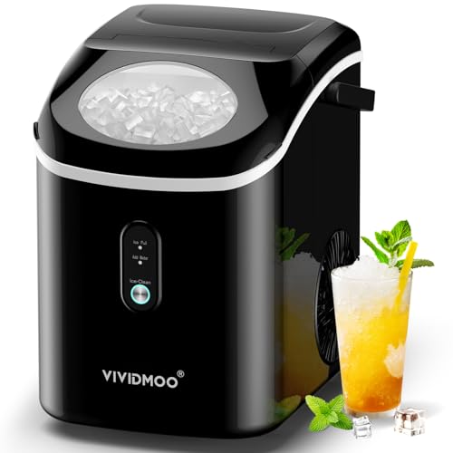 Nugget Ice Makers Countertop, 33 Lbs/Day Sonic Ice Maker, Countertop Ice Maker with Tooth-Friendly Chewable Ice, Soft Pebble Ice Maker with Self-Cleaning Function, VIVIDMOO