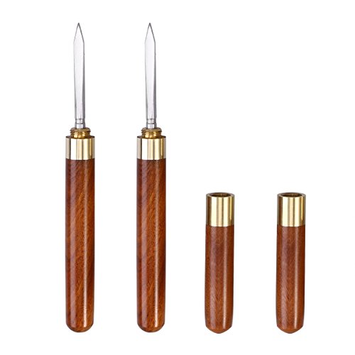 BESTONZON 2pcs Portable Stainless Steel Ice Pick Ice Tool Tea Needle Tea Knife with Copper Handle(Rosewood)