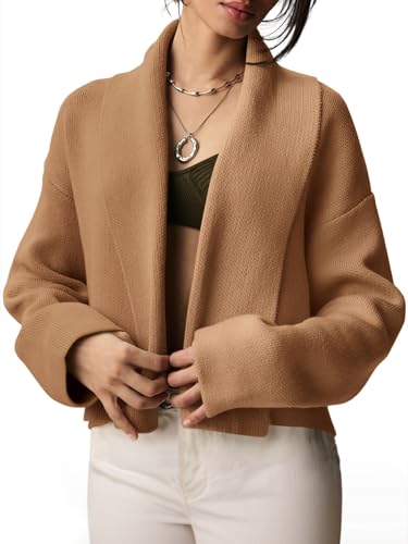 Image of Saodimallsu Womens Cropped Cardigan Open Front Shawl 2026 Fall Trendy Long Sleeve Sweater Jacket