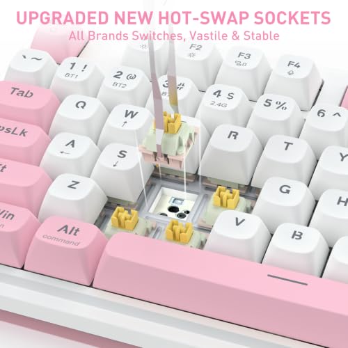 Image of Redragon K745 PRO Wireless Gasket RGB Gaming Keyboard, 108 Keys Mechanical Keyboard w /Extra 4 Hotkeys, Hot-Swap Socket, 5-Layer Noise Dampening, See-Through Round PBT Keycaps, Creamy Linear Switch