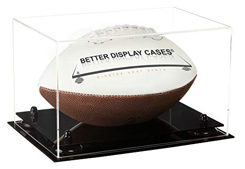 Better Display Cases Clear Acrylic Football Display Case with Black Risers (A004-BR)