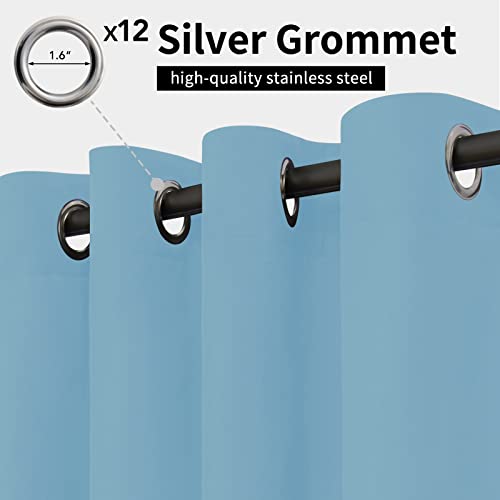 Image of Easy-Going Outdoor Curtains for Patio 1 Panel, 110x96 inch, Sky Blue | Waterproof, Windproof, Weatherproof Privacy Outdoor Curtains for Cabanas Porches and Pergolas, Grommet Top and Tab Bottom