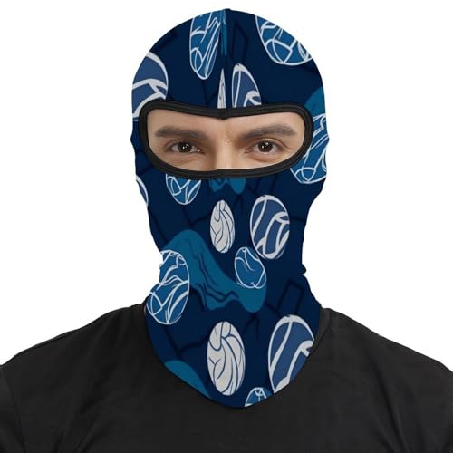 Pasamontaña térmico para hombre y mujer, máscara facial azul con estampado de voleibol, ideal para esquí, motociclismo, ciclismo y clima frío miniatura 2