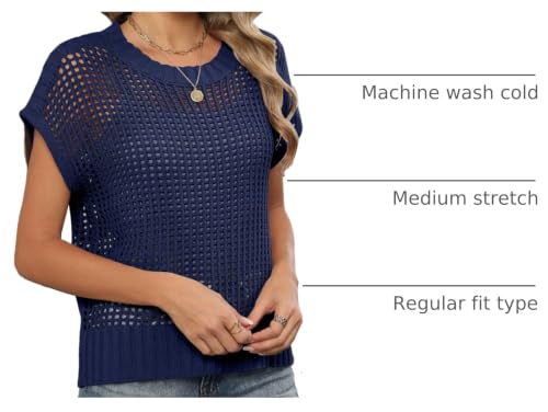 Image of ANRABESS Women's Tops 2026 Trendy Summer Shirts Crochet Cap Sleeve Knitted Sweater Spring Beach Vacation Clothes