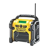 DeWalt Baustellenradio DCR019 / 2in1 Akku Radio & Netz Radio mit AUX-Eingang, robustem Gehäuse, Kabelaufbewahrung, flexibler Antenne und Überrollbügel / Tragbares Radio zum Empfang analoger Signale