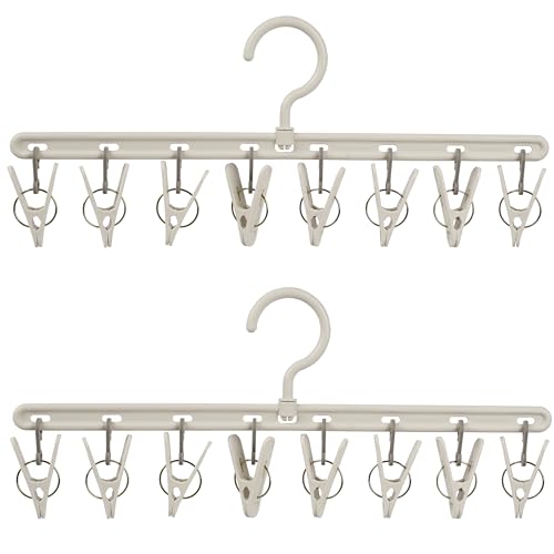 Clothes Hanger 2 Pack with 8 Clips,Clothes Drying Racks Windproof...