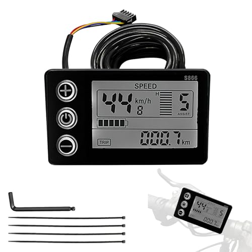 Electric Bicycle LCD Screen Compatible Fit for Ridstar Q20 H20 H26 Pro LCD Screen (Black)