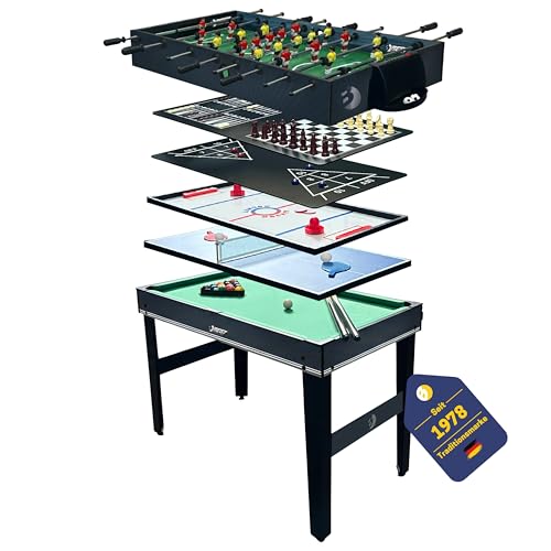 Best Sporting Tischkicker Kinder & Erwachsene 10 in 1 Set I Multigame-Spieltisch I Air-Hockey Tischtennis Billard-Tisch u.v.m. I Tischfußball Kinder I Kicker in 122 x 60 x 81,5 cm (Schwarz)