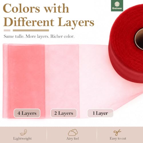 Image of Red Tulle Fabric Roll 6 Inch x 100 Yards Tulle Ribbon